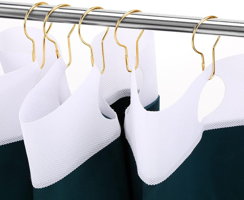 Queekay Metal Shower Curtain Hooks Hanging Clips Metal Curtain Rings Practical Reusable Shower Hangers for Bathroom Bedroom Kitchen Home Applications(Gold,60 Pieces) - Image 5